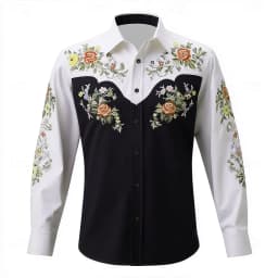 Men's 2025 Long Sleeve Shirt Floral Print Western Cowboy Shirt Autumn Streetwear Casual Comfort Polyester Slim Fit Shirts