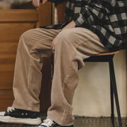 Maden Retro Loose Fit Corduroy Pants Mid Waist Striped Velvet Straight Trousers Wide Leg Casual Pants for Men's Autumn Winter