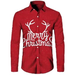 2025 Men's Fashion Retro Santa 3D Print Shirt Long Sleeve Y2K Style Vintage Christmas Party Wear Comfort Fit