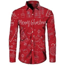 2025 Men's Fashion Retro Santa 3D Print Shirt Long Sleeve Y2K Style Vintage Christmas Party Wear Comfort Fit