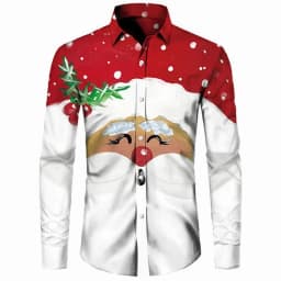 2025 Men's Fashion Retro Santa 3D Print Shirt Long Sleeve Y2K Style Vintage Christmas Party Wear Comfort Fit