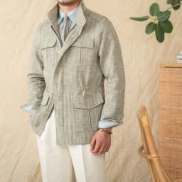 Cotton and Linen Vertical Collar Tight Waist M65 Hunting Jacket Retro All-match Spring and Summer Lightweight Casual Jacket