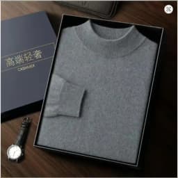 100% High-Quality Cashmere Men's Autumn and Winter Pullover, Semi High Neck Classic Versatile Warm Sweater Jacket