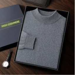 100% High-Quality Cashmere Men's Autumn and Winter Pullover, Semi High Neck Classic Versatile Warm Sweater Jacket
