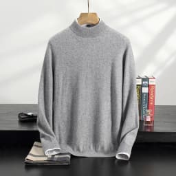 100% High-Quality Cashmere Men's Autumn and Winter Pullover, Semi High Neck Classic Versatile Warm Sweater Jacket