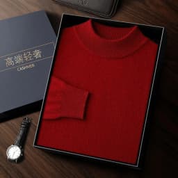100% High-Quality Cashmere Men's Autumn and Winter Pullover, Semi High Neck Classic Versatile Warm Sweater Jacket