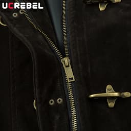 Retro Spliced Suede Jacket Mens Button Decoration Autumn Winter Retro Lapel Long Sleeve Loose Outerwear Man