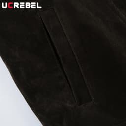 Retro Spliced Suede Jacket Mens Button Decoration Autumn Winter Retro Lapel Long Sleeve Loose Outerwear Man