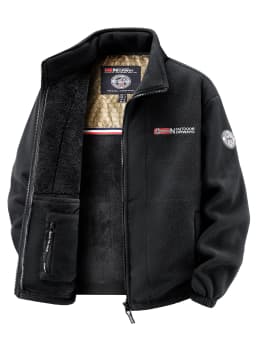 Men's Multi-Color Fleece-Lined Stand-Collar Jacket for Autumn and Winter, Full-Zip Thickened Warm Coat, with Fine Fleece Lining and Elastic Cuff Cuffs, Chest Badge Decoration, Versatile Men's Outerwear for Daily Commuting, Outdoor Activities, and Casual Wear