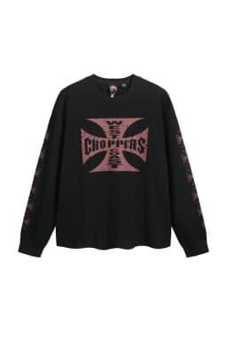 2025 West Coast Chopper Waffle Logo Print Long Sleeve T-shirt American High Street Loose Oversized Vintage Men Cotton T shirt