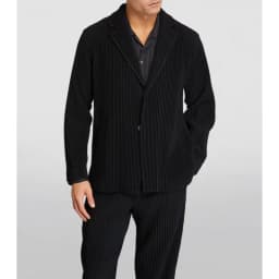 Men's Miyake Pleated Style Blazer Jacket Japanese Casual Stretch Slim Fit Business Office Fashion Luxury Wrinkle Resistant Coat