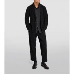 Men's Miyake Pleated Style Blazer Jacket Japanese Casual Stretch Slim Fit Business Office Fashion Luxury Wrinkle Resistant Coat