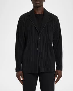 Men's Miyake Pleated Style Blazer Jacket Japanese Casual Stretch Slim Fit Business Office Fashion Luxury Wrinkle Resistant Coat