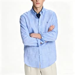 RHCH Men Pure  Shirt Luxury Embroidery Logo Button Down Collar Casual Breathable Solid Color Formal Business Shirts For Men