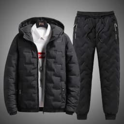 Tracksuit Men Winter Warm Men Down Cotton Jacket Zipper Coat+Down Pants Two Piece Sets Fashion Mens Joggers Set Sweat Suit 5XL