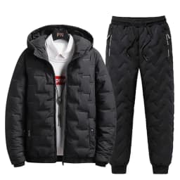 Tracksuit Men Winter Warm Men Down Cotton Jacket Zipper Coat+Down Pants Two Piece Sets Fashion Mens Joggers Set Sweat Suit 5XL