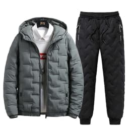 Tracksuit Men Winter Warm Men Down Cotton Jacket Zipper Coat+Down Pants Two Piece Sets Fashion Mens Joggers Set Sweat Suit 5XL