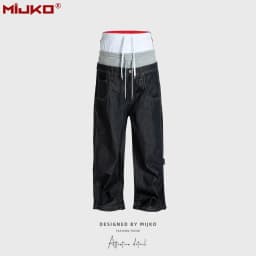 MIJKO Patchwork Raw Denim Three Waist Jeans ZJ172