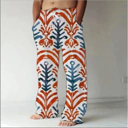 3D printed hip-hop style pattern print, fashionable high-quality comfortable men's wide-leg pants, trendy printed men's pants