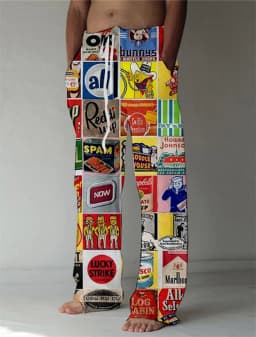 3D printed hip-hop style pattern print, fashionable high-quality comfortable men's wide-leg pants, trendy printed men's pants