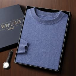 Fashion 100% Merino Wool Men's Sweater O-Neck Long Sleeve Pullover Spring Autumn Winter Basic Jumper Clothing Knitwear Tops