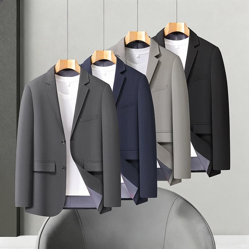 High-Quality Men's Fashionable Casual Versatile Business Suit Jacket Elastic Style Spring Autumn Trendy Outerwear