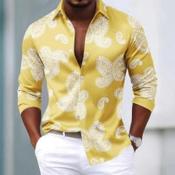 Men's 2025 Long Sleeve Shirt Paisley Floral Print Ethnic Shirt Autumn Winter Streetwear Casual Comfort Polyester Slim Fit Shirts