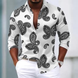 Men's 2025 Long Sleeve Shirt Paisley Floral Print Ethnic Shirt Autumn Winter Streetwear Casual Comfort Polyester Slim Fit Shirts