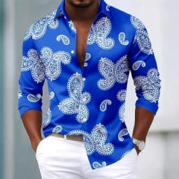 Men's 2025 Long Sleeve Shirt Paisley Floral Print Ethnic Shirt Autumn Winter Streetwear Casual Comfort Polyester Slim Fit Shirts
