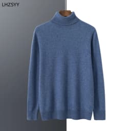Autumn Winter New 100% Cashmere Sweater Men's Turtleneck Turtlenecks Knit Pullovers Youth Loose Warm Business Casual Solid Top
