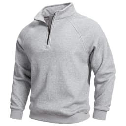 AIOPESIN Men's Winter Thermal Cotton Zipper Sweater Slim Fit Soft Shell Pullover Sweatshirt Luxury Underlayer Top
