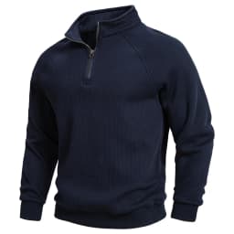 AIOPESIN Men's Winter Thermal Cotton Zipper Sweater Slim Fit Soft Shell Pullover Sweatshirt Luxury Underlayer Top