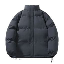 Men Stand Collar Puffer Jacket Loose Warm Zip Up Thick Winter Coat Outerwear For Autumn Winter