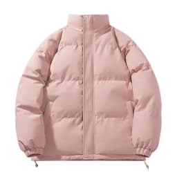 Men Stand Collar Puffer Jacket Loose Warm Zip Up Thick Winter Coat Outerwear For Autumn Winter