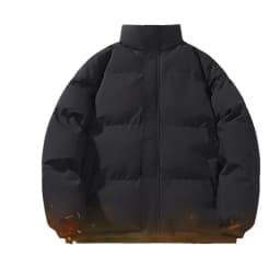 Men Stand Collar Puffer Jacket Loose Warm Zip Up Thick Winter Coat Outerwear For Autumn Winter