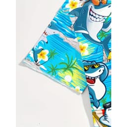 Men Shirts Cartoon Shark Hawaiian Shirt Men Clothing