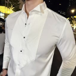 2023 Autumn Banquet Gentleman Dress French Collar Shirt Men's Long Sleeve Casual Business Organ Pleated Shirt Men Clothing