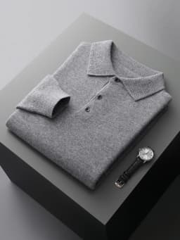 Fashion Autumn Winter New Cashmere Sweater Men's 100% Merino Wool Pullover Casual Loose POLO Knitted Bottom Shirt Jacket Shirt