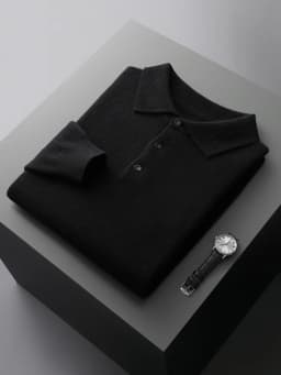 Fashion Autumn Winter New Cashmere Sweater Men's 100% Merino Wool Pullover Casual Loose POLO Knitted Bottom Shirt Jacket Shirt