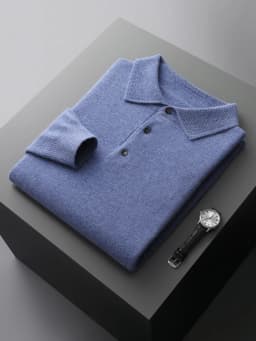 Fashion Autumn Winter New Cashmere Sweater Men's 100% Merino Wool Pullover Casual Loose POLO Knitted Bottom Shirt Jacket Shirt