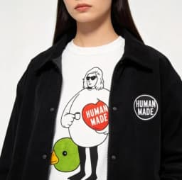 2026 New HUMAN MADE Back cartoon Printed T-Shirt Japanese Bamboo Cotton Unisex Retro Round Neck Short Sleeved Shirt