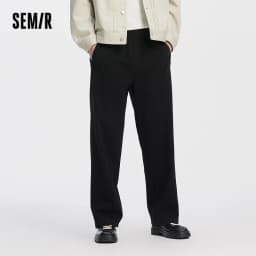 Semir Men Pants Solid Loose Straight Drawstring Knit Soft Touch Casual Style Autumn Trousers Urban Daily Wear 2026
