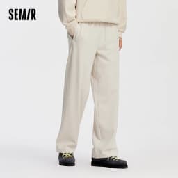 Semir Men Pants Solid Loose Straight Drawstring Knit Soft Touch Casual Style Autumn Trousers Urban Daily Wear 2026