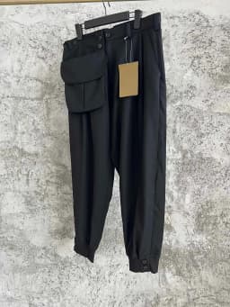 TOP-YAMAMOTO large flip pocket casual pants, the same style as the casual show, with a wool waist strap and a slim fit
