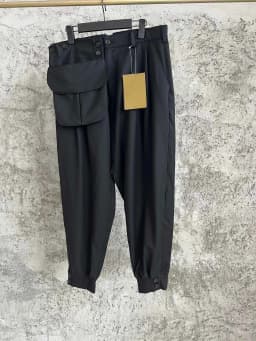 TOP-YAMAMOTO large flip pocket casual pants, the same style as the casual show, with a wool waist strap and a slim fit