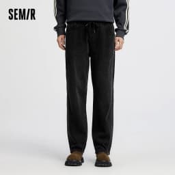 Semir Men Jeans Retro Wide Straight Side Stripe Elastic Waist 2026 Autumn Soft Denim Pants Casual Street Style Daily Wear