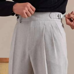 Naples High Waist Linen Suit Pants Men Breathable Straight Leg Office Trousers Men Pantalon Costume Homme Men's Social Trousers