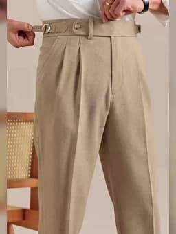 Naples High Waist Linen Suit Pants Men Breathable Straight Leg Office Trousers Men Pantalon Costume Homme Men's Social Trousers