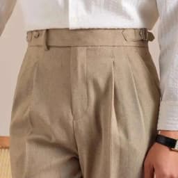 Naples High Waist Linen Suit Pants Men Breathable Straight Leg Office Trousers Men Pantalon Costume Homme Men's Social Trousers