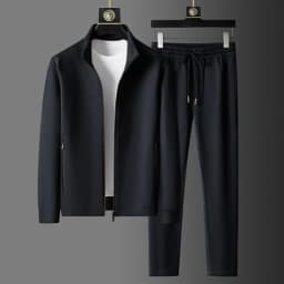 Spring and Autumn New Sportswear Suit Men's Casual Breathable High-end Jacket Trousers Stand-up Collar Zipper Open Mens Clothes